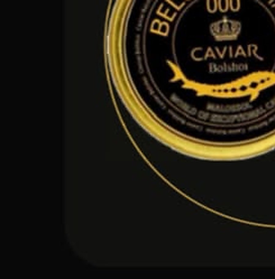 Lata de caviar Beluga 000 de Bolshoi Malossol abierta